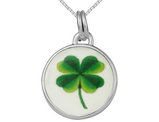 Four Leaf Clover Charm Pendant Necklace In Sterling Silver with Chain
